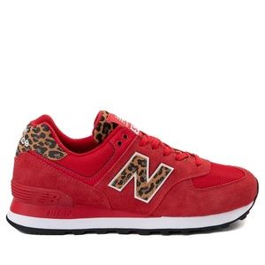 NEW BALANCE 574 Athletic Shoes Red & Leopard Womens size 7.5